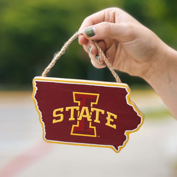 I-State Cardinal State Shape Mini Wood Sign (5"x3")